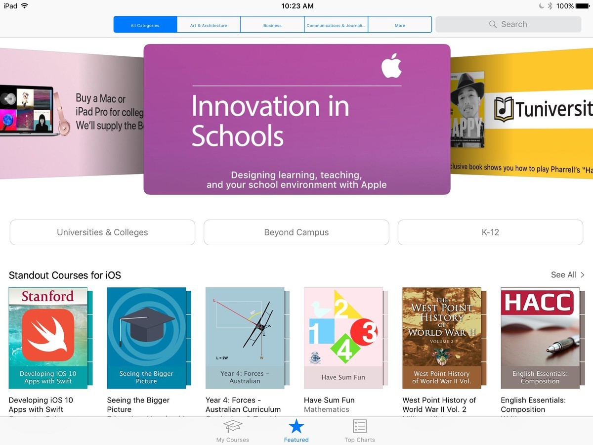 Безкоштовний додаток iTunes U для iPad надасть вам доступ до різних курсів з університетів і шкіл