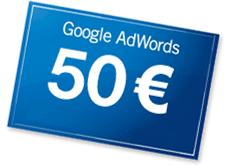 Воспользуйтесь бесплатной рекламной рекламой в AdWords на 50 евро, чтобы активировать кампанию в Google