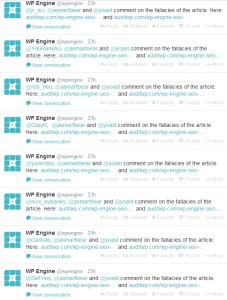 Post na Audit WP wysłał WP Engine do trybu kontroli uszkodzeń i rozpoczęli ogromną kampanię na Twitterze, dyskredytując główne punkty artykułu